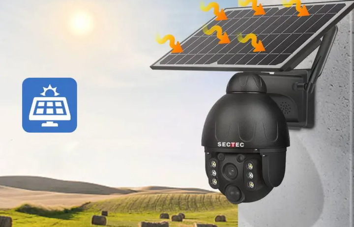 Уличная WiFi автономная камера Sectec ST-S588M 3mp с черной солнечной панелью - изображение 2