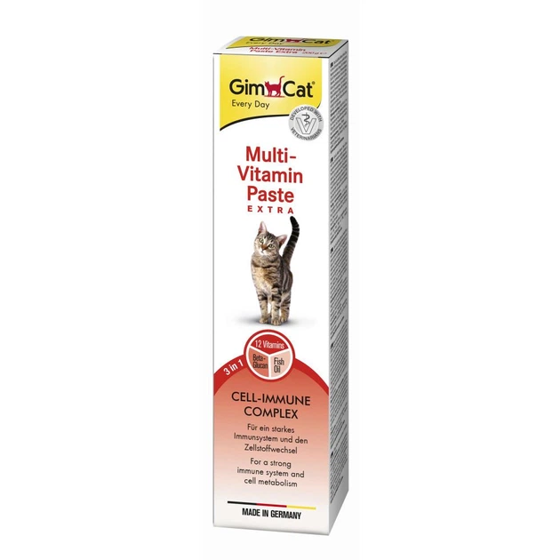 Ласощі для кішок GimCat Multi-Vitamin Paste Extra 200 г (мультивитамин) - Фото 1 Ласощі для кішок GimCat Multi-Vitamin Paste Extra 200 г (мультивитамин) - зображення 1