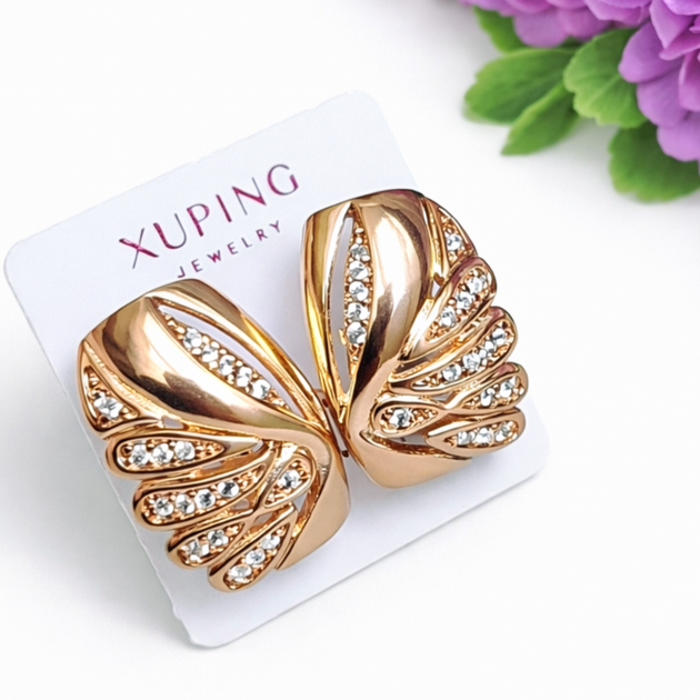 Серьги Xuping Jewelry длина 1.8см ширина 1.2см медицинское золото позолота 18К с1594 - Фото 1 Серьги Xuping Jewelry длина 1.8см ширина 1.2см медицинское золото позолота 18К с1594 - изображение 1