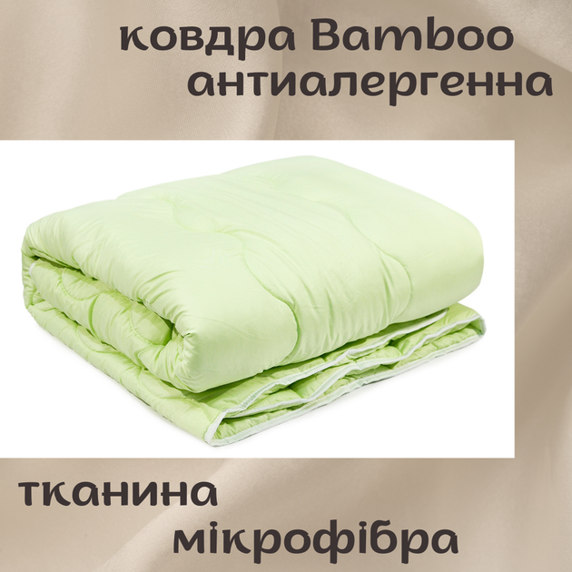 Ковдра з бамбукового волокна стьобана Viluta Bamboo двоспальна 170х205 см тканина мікрофібра щільність наповнювача 300 г/м² - Фото 1 Ковдра з бамбукового волокна стьобана Viluta Bamboo двоспальна 170х205 см тканина мікрофібра щільність наповнювача 300 г/м² - зображення 1