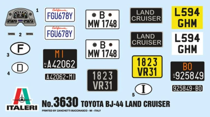 Збірна модель 1:24 автомобіль Toyota Land Cruiser BJ-44 Italeri 3630 - Фото 3 Збірна модель 1:24 автомобіль Toyota Land Cruiser BJ-44 Italeri 3630 - изображение 3