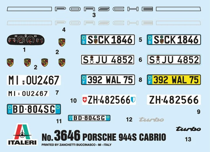 Збірна модель 1:24 автомобіль Porsche 944S Cabrio Italeri 3646 - зображення 3