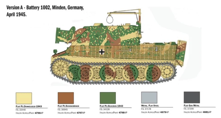 Збірна модель 1:35 німецька САУ Sturmmorser Tiger (38 см) Italeri 6573 - Фото 4 Збірна модель 1:35 німецька САУ Sturmmorser Tiger (38 см) Italeri 6573 - изображение 4