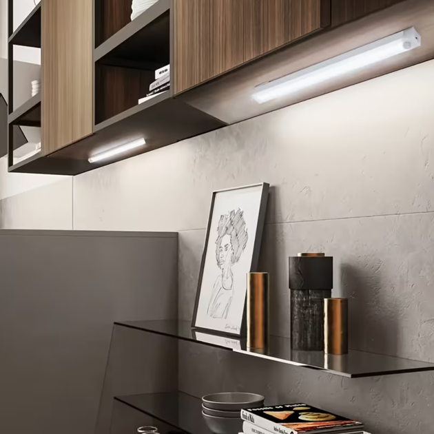 Акумуляторна LED лампа 3W з датчиком руху та регулюванням яскравості світильник на магнітах ліхтар 30см універсальне підсвічування холодне світло - зображення 5