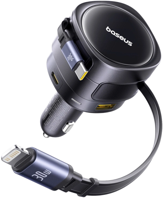 Ładowarka samochodowa Baseus Enjoyment Max 90W 2x USB-C 1x Lightning Black (6932172682583) - obraz 2