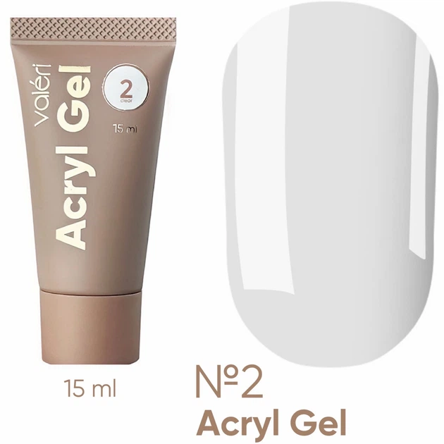 Акрил гель VALERI Acryl Gel №02 (прозорий) 15 мл - Фото 1 Акрил гель VALERI Acryl Gel №02 (прозорий) 15 мл - изображение 1
