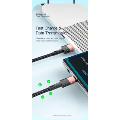 Дата кабель USB 2.0 AM to USB-C 3.0m 7A black Essager (EXCT-XCC01) - Фото 12 Дата кабель USB 2.0 AM to USB-C 3.0m 7A black Essager (EXCT-XCC01) - зображення 12