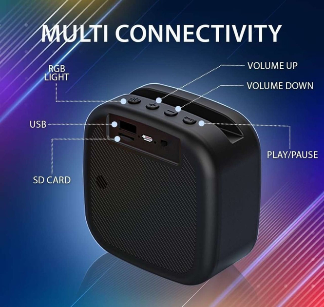 Колонка Bluetooth L011 портативная акустика с насыщенным звуком FM-радио и поддержкой USB microSD с RGB 5 Вт Черный - Фото 3 Колонка Bluetooth L011 портативная акустика с насыщенным звуком FM-радио и поддержкой USB microSD с RGB 5 Вт Черный - изображение 3