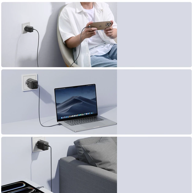 Ładowarka sieciowa JOYROOM JR-TCG17 45W 2 x- USB-C EU Black (6941237127099) - obraz 3