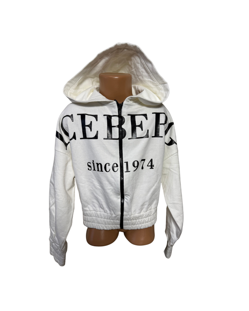 Толстовка для девочки Iceberg на замке с капюшоном и большим логотипом спереди 6–7 лет/116 см Белый - Фото 1 Толстовка для девочки Iceberg на замке с капюшоном и большим логотипом спереди 6–7 лет/116 см Белый - изображение 1