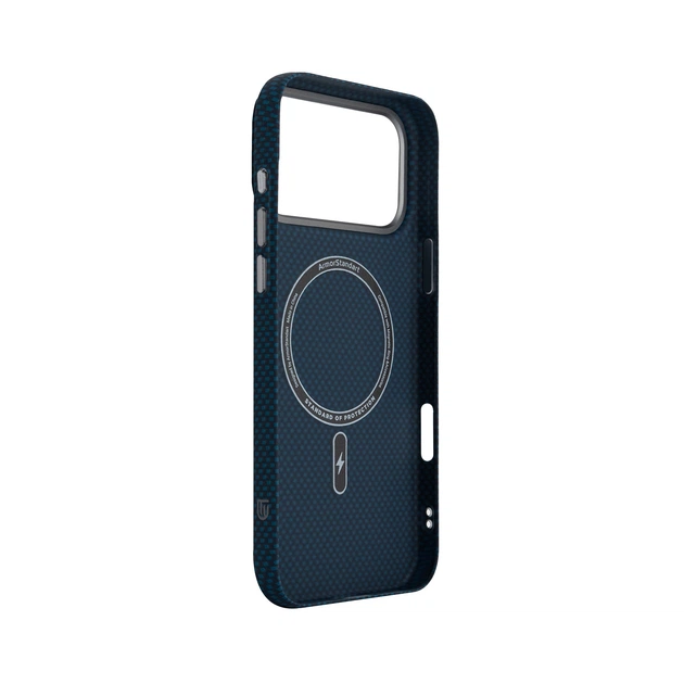 Карбоновый чехол для Apple iPhone 17 Pro Max/18 Pro Max, LikeCarbon2 MagCase, синий, тонкий защитный чехол-панель из поликарбоната с магнитами N52, MagSafe, противоударный, совместим с беспроводной зарядкой, приподнятые края для защиты камеры - изображение 4