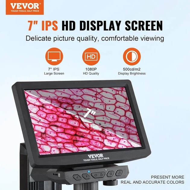 Цифровой ЖК-микроскоп VEVOR W7 Full HD USB MicroSD Windows Б/В - изображение 2