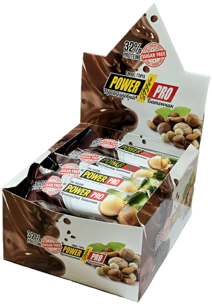 Блок Батончиков Power Pro 32% с орехами Макадамия, 60 грамм (Без сахара)- 20 шт (46463671) - Фото 1 Блок Батончиков Power Pro 32% с орехами Макадамия, 60 грамм (Без сахара)- 20 шт (46463671) - изображение 1
