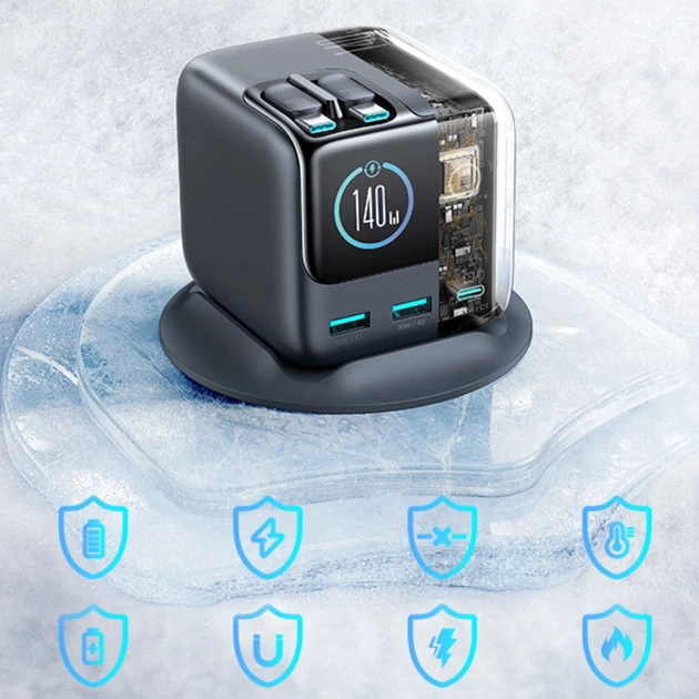 Мережевий зарядний пристрій Joyroom Podix JR-TRD01 GaN 140W Black (6956116762223) - зображення 7