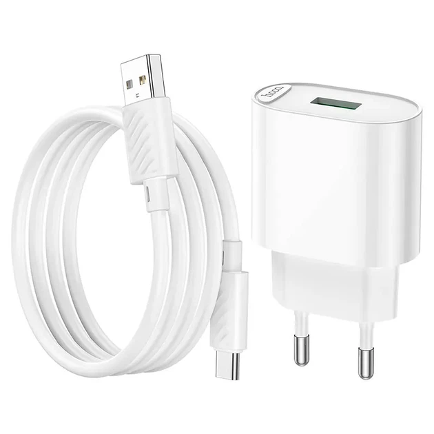 Зарядне Hoco C109A 1USB 3А QC3.0 18W кабель Type-C білий - изображение 4
