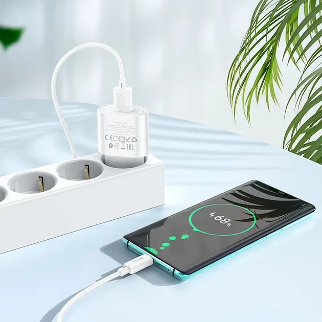 Зарядне Hoco C109A 1USB 3А QC3.0 18W кабель Type-C білий - изображение 6