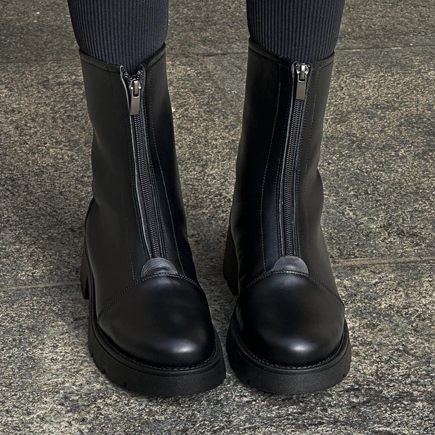 Жіночі черевики шкіряні високі ITstyle Чорні 39 23 см (7077) - зображення 4