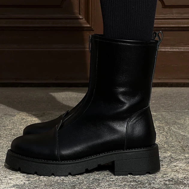 Жіночі черевики шкіряні високі ITstyle Чорні 39 23 см (7077) - зображення 8
