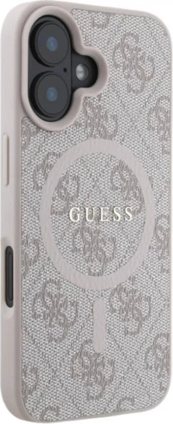 Etui plecki Guess 4G Collection Leather Metal Logo MagSafe do Apple iPhone 16 Pink (GUHMP16SG4GFRP) - obraz 3