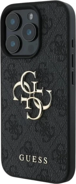 Etui plecki Guess Guess 4G Big Metal Logo do Apple iPhone 16 Pro Black (GUHCP16L4GMGGR) - obraz 4