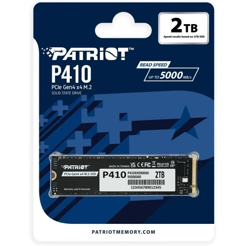 Твердотельный накопитель SSD 2Tb, P410, PCI-E 4.0 x4, M.2 2280, 3D TLC, 5000/4500 МБ/с Patriot (teh0019795) - изображение 3