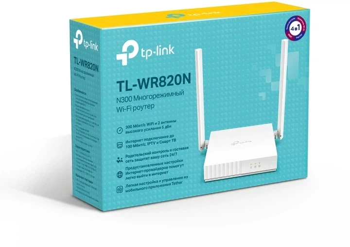 Маршрутизатор TP-LINK TL-WR820N Wi-Fi 4 (N300) – до 300 Мбит/с, 100 Мбит/с порты Белый - изображение 4