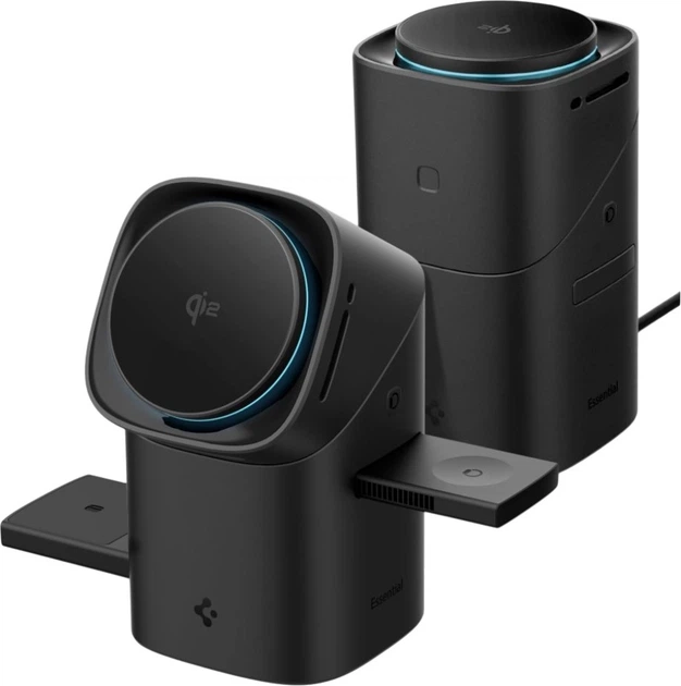 Ładowarka bezprzewodowa Spigen Essential EF223MS 3-in-1 QI2 15 W Black (8800283303773) - obraz 2