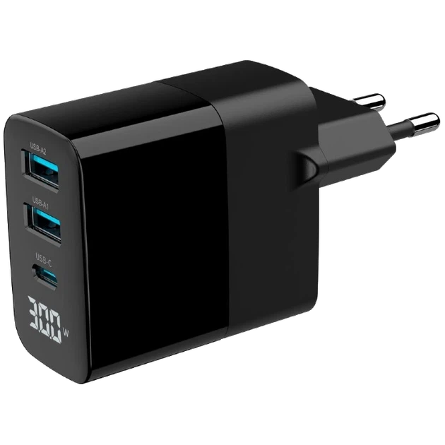 Мережевий зарядний пристрій Gembird TA-UC-PDQC30LCD-BK-02 2хUSB-A (QC3.0 18W) + 1хType-C (PD20W) - Фото 1 Мережевий зарядний пристрій Gembird TA-UC-PDQC30LCD-BK-02 2хUSB-A (QC3.0 18W) + 1хType-C (PD20W) - зображення 1