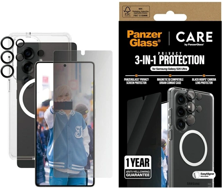 Etui Panzer Glass CARE Flagship 3-in-1 Privacy Protection Bundle do Samsung Galaxy S25 Ultra Transparent (5715685016233) - obraz 2