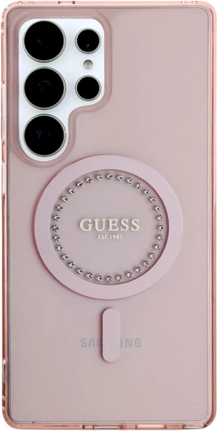 Панель Guess Rhinestones Printed Classic Logo MagSafe для Samsung Galaxy S25 Ultra Pink (3666339449551) - зображення 3