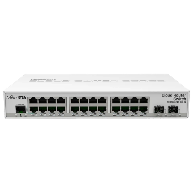 Коммутатор 24 порта управляемый MikroTik 326-24G-2S+IN (CRS326-24G-2S+IN) - Фото 1 Коммутатор 24 порта управляемый MikroTik 326-24G-2S+IN (CRS326-24G-2S+IN) - изображение 1
