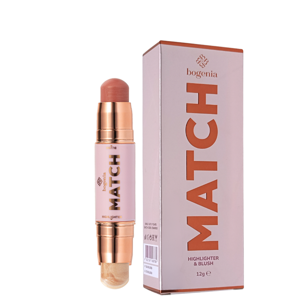 Хайлайтер и румяна Bogenia Match Stick Highlighter & Blush коемовые, стик (BG637), 02 Светло-бежевый / Светло-вишневый - изображение 2