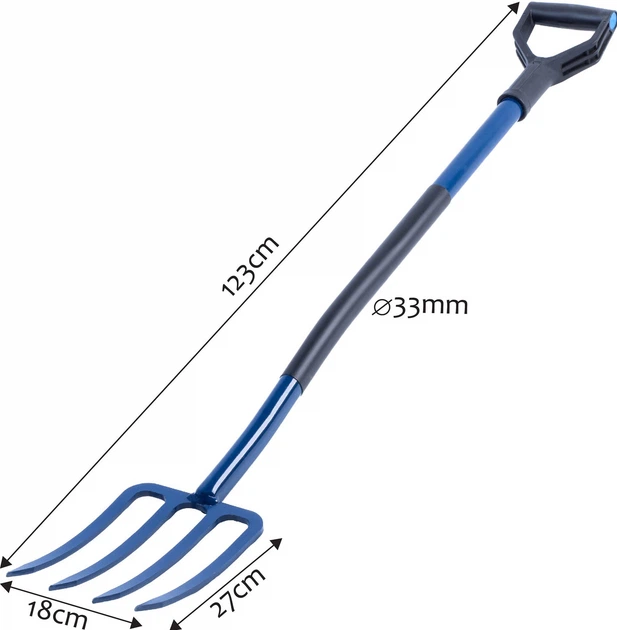 Вила металеві Kadax 4 зубці 123 см Сині (K2024) - зображення 2