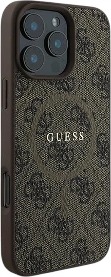 Etui plecki Guess 4G Ring Classic Logo MagSafe do Apple iPhone 16 Pro Brown (GUHMP16LG4GFRW) - obraz 4
