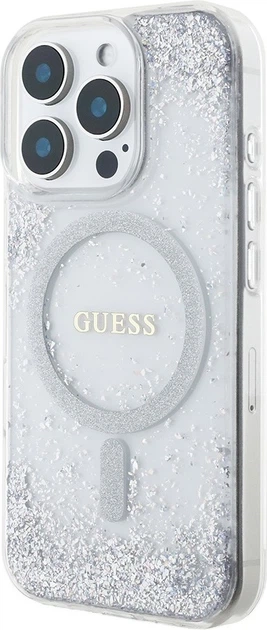 Etui plecki Guess Resin Gradient Glitter MagSafe do Apple iPhone 16 Pro Max Silver (GUHMP16XRGRGES) - obraz 3