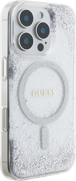 Etui plecki Guess Resin Gradient Glitter MagSafe do Apple iPhone 16 Pro Max Silver (GUHMP16XRGRGES) - obraz 4