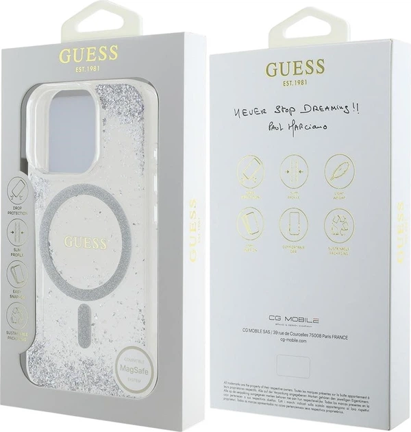 Etui plecki Guess Resin Gradient Glitter MagSafe do Apple iPhone 16 Pro Max Silver (GUHMP16XRGRGES) - obraz 8