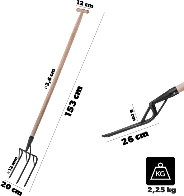 Вила для розпушування ґрунту Kadax Loupit з ручкою 26 см (K108355)  - зображення 2