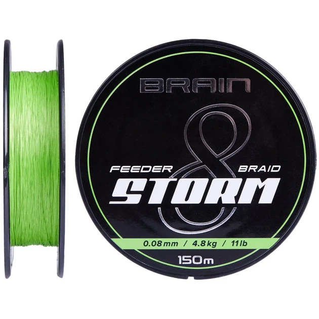 Шнур Brain Storm 8X (lime) 150m 0.12mm 16lb/7.4kg - Фото 1 Шнур Brain Storm 8X (lime) 150m 0.12mm 16lb/7.4kg - изображение 1