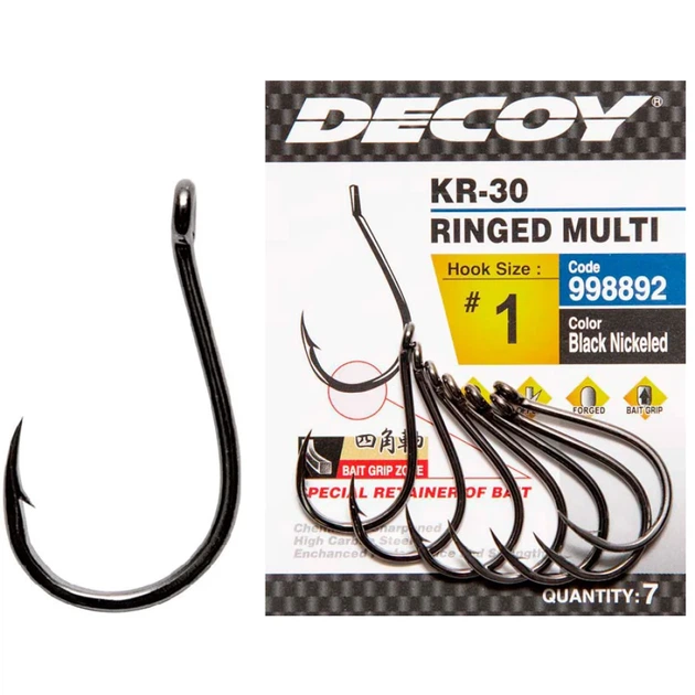 Крючок Decoy KR-30 Ringed Multi #1 (7 шт/уп) - Фото 1 Крючок Decoy KR-30 Ringed Multi #1 (7 шт/уп) - изображение 1