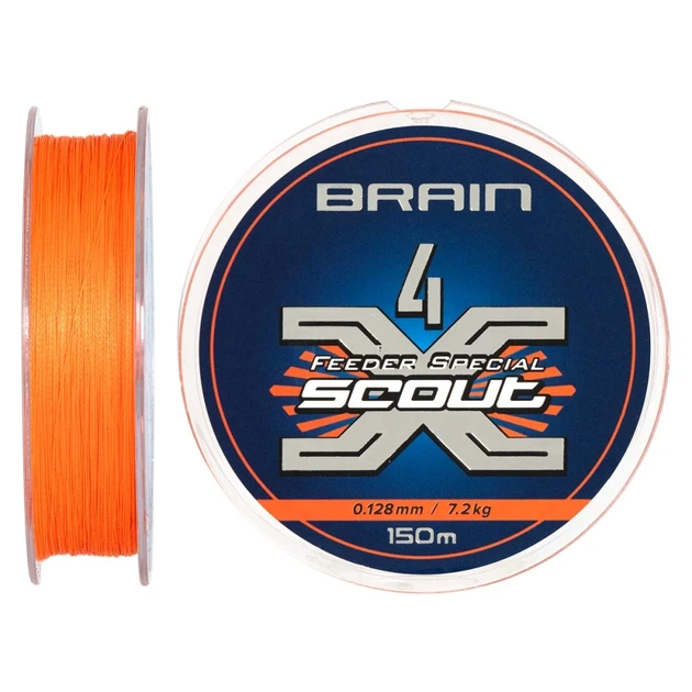 Шнур Brain Scout 4X 150m (fluoro Orange) 0.128mm 7.2kg - Фото 1 Шнур Brain Scout 4X 150m (fluoro Orange) 0.128mm 7.2kg - изображение 1