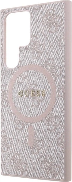 Etui plecki Guess 4G Collection Leather Metal Logo MagSafe do Samsung Galaxy S24 Ultra Pink (GUHMS24LG4GFRP) - obraz 6