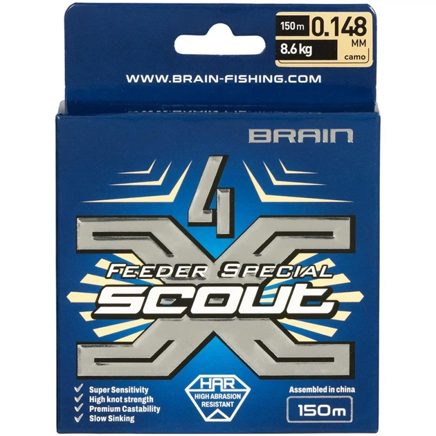 Шнур Brain Scout 4X 150m (camo) 0.148mm 8.6kg - изображение 2