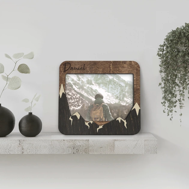 Фоторамка The Frame Depot Горные вершины под персонализацию дерево 10 х 15 см Темно-коричневый (mountain_4x6_horizontal) - изображение 2
