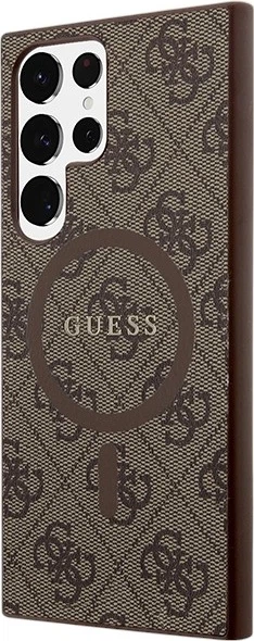 Панель Guess 4G Collection Leather Metal Logo MagSafe для Samsung Galaxy S24 Ultra Brown (GUHMS24LG4GFRW) - зображення 3