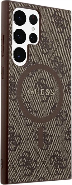 Панель Guess 4G Collection Leather Metal Logo MagSafe для Samsung Galaxy S24 Ultra Brown (GUHMS24LG4GFRW) - зображення 4