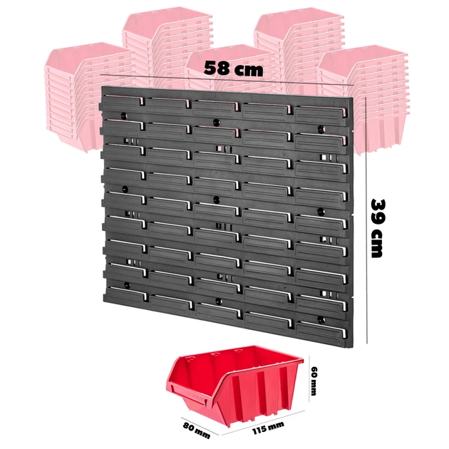 Tablica warsztatowa Kadax Lokke K7699 58 x 39 cm 35 elementów Czerwona (5903699468517) - obraz 6