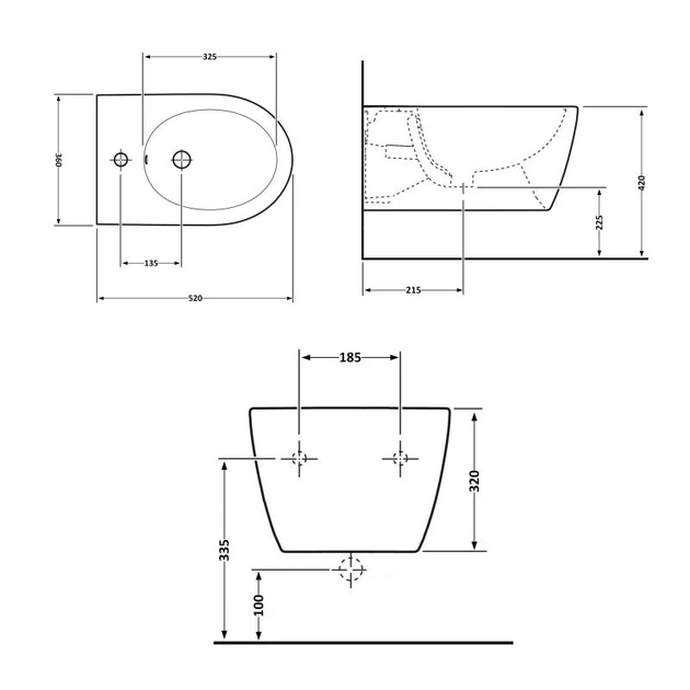 Біде підвісне Qtap Jay 520х360х320 White QT07555376W - изображение 2