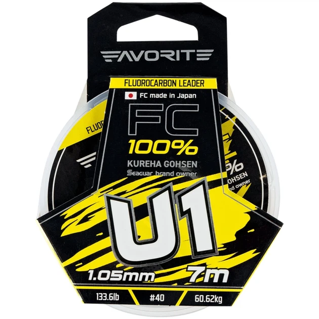 Флюорокарбон Favorite U1 FC 7m #40/1.05mm 133.6lb/60.62kg - Фото 2 Флюорокарбон Favorite U1 FC 7m #40/1.05mm 133.6lb/60.62kg - зображення 2