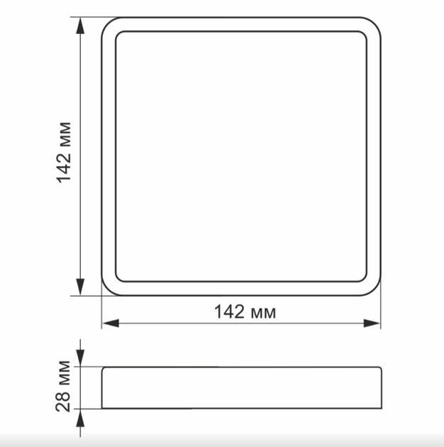 LED Світильник накладний квадратний 12W 5000К 220V VL-DLSS-125 Videx - изображение 3